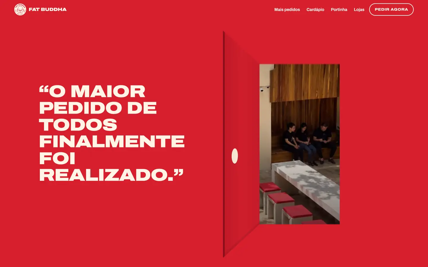 O mesmo site Fat Buddha depois do scroll